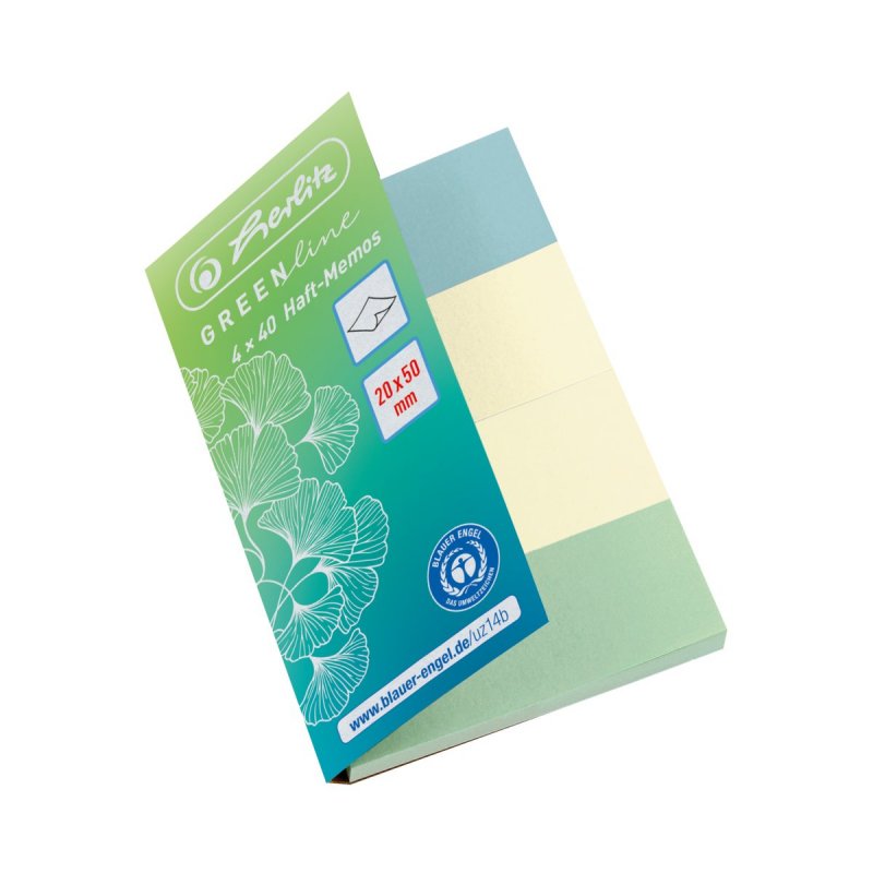 Herlitz 50033447 languette auto-adhésive 160 feuilles Bleu, Vert, Jaune