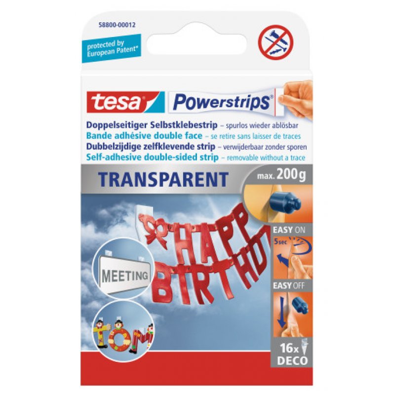 tesa Powerstrips® transparent Klebepads | 16Stk.