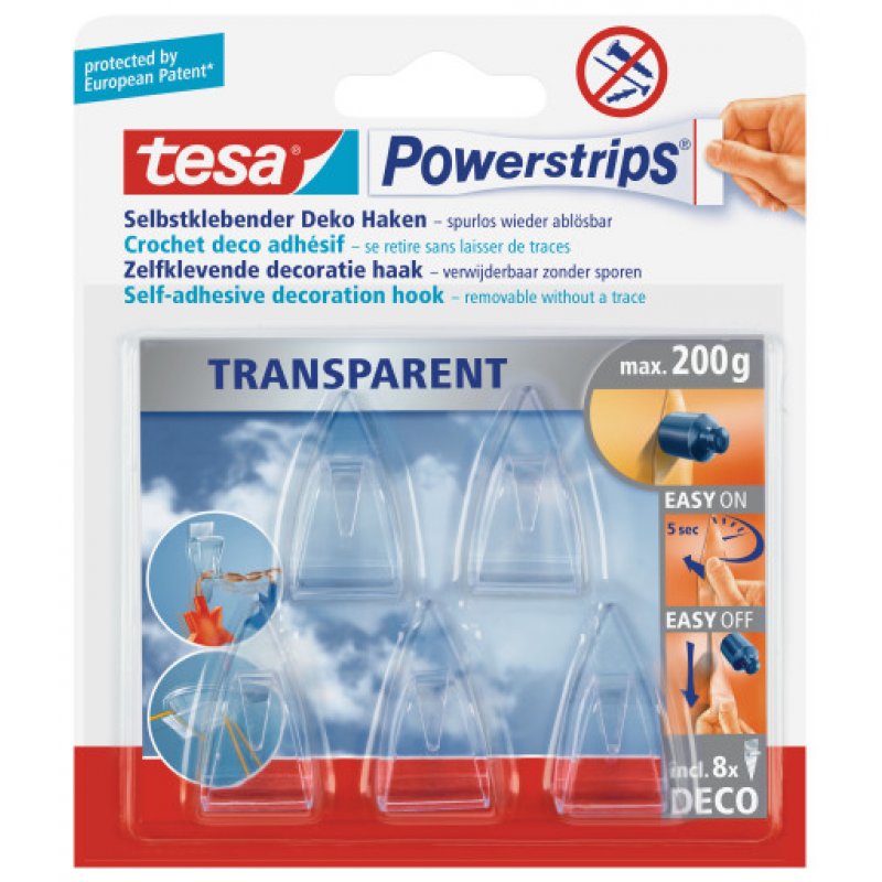 TESA 58900-00013 crochet pour rangement à usage domestique Transparent 5 pièce(s)