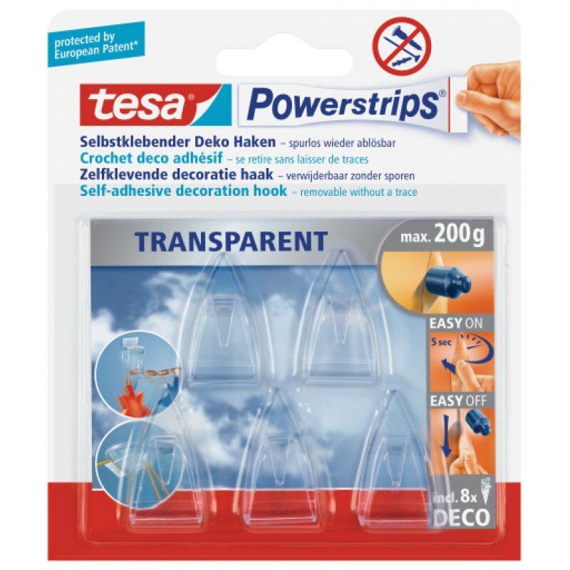 TESA 58900-00013 home storage hook Transparent 5 pc(s)