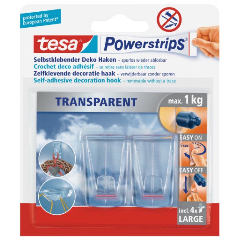 TESA 58813-00000 home storage hook Transparent 2 pc(s)