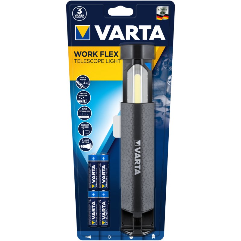 Vart LED Taschenl. Telescope Light 250lm | inkl. 4x Batterie Alkaline AA, Ret. Bl.
