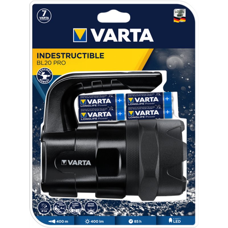 Varta INDESTRUCTIBLE BL20 PRO Black Hand flashlight LED