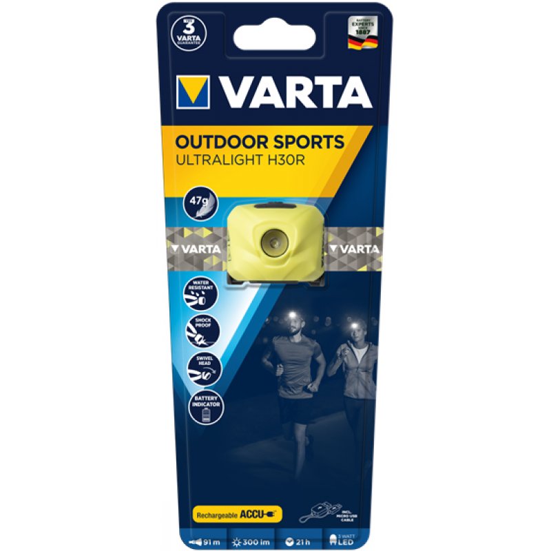 Varta OUTDOOR SPORTS ULTRALIGHT H30R Lime Headband flashlight LED