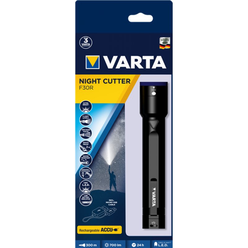 Varta F30R Black Hand flashlight LED