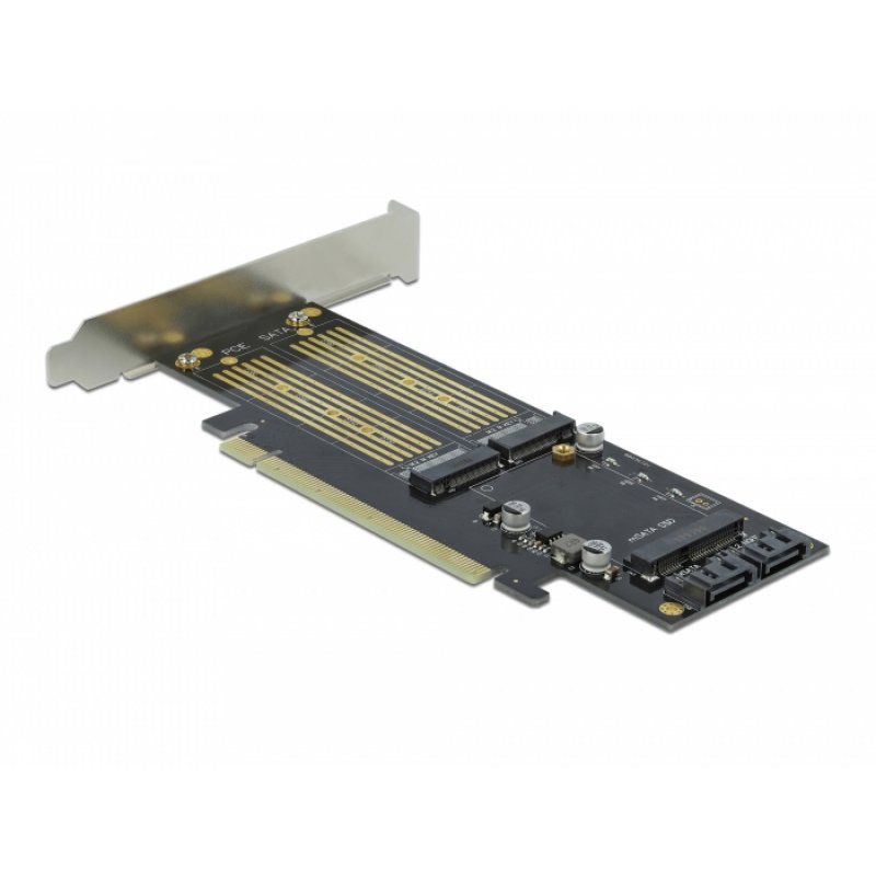 DeLOCK PCIe x16Karte2x M.2KeyB+1xmSATA