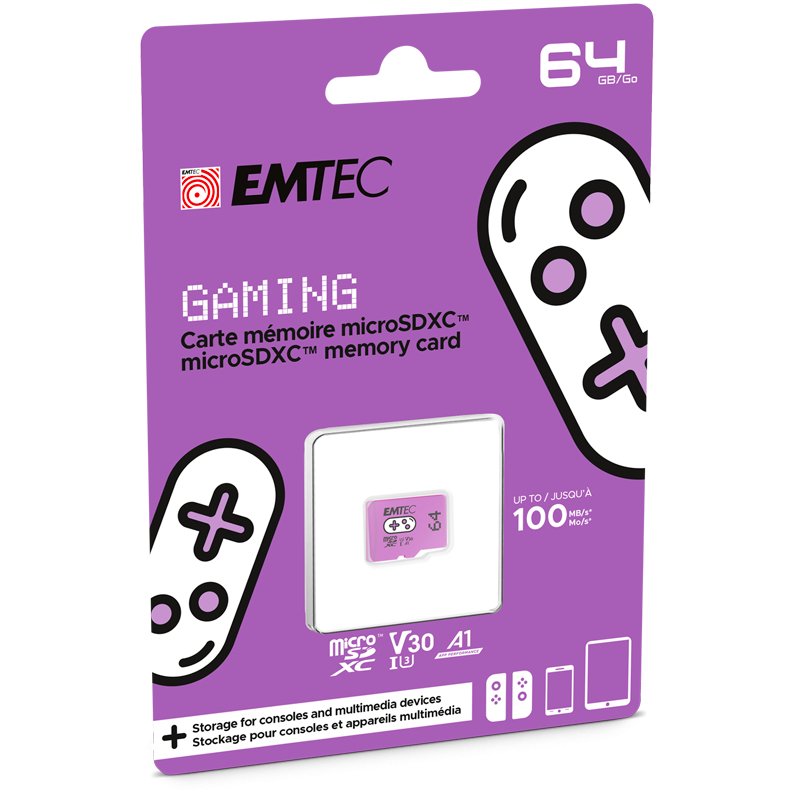 microSD 64GB  100/95  Gaming      vt ETC | Emtec mSD 64GB UHS-I U3 V30 A1 Gaming Pu