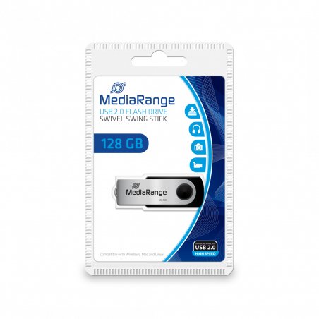 Mediarange Flash-Drive 128GB sr/bk U2 | MR913