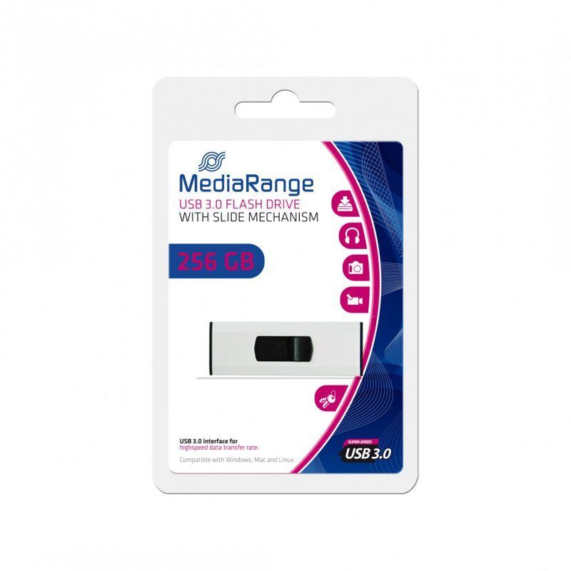 MediaRange MR919 lecteur USB flash 256 Go USB Type-A 3.2 Gen 1 (3.1 Gen 1) Noir, Argent