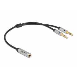 DeLOCK 66740 câble audio 0,25 m 3,5mm 2 x 3.5mm Noir, Argent