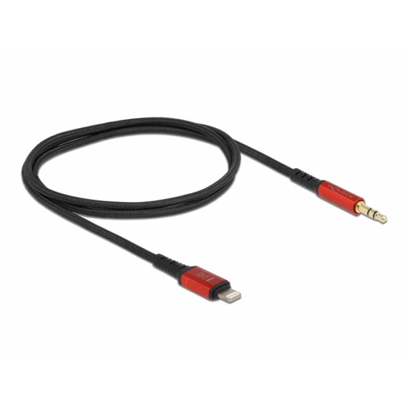 DeLOCK 86586 câble audio 0,5 m 3,5mm Lightning Noir, Rouge