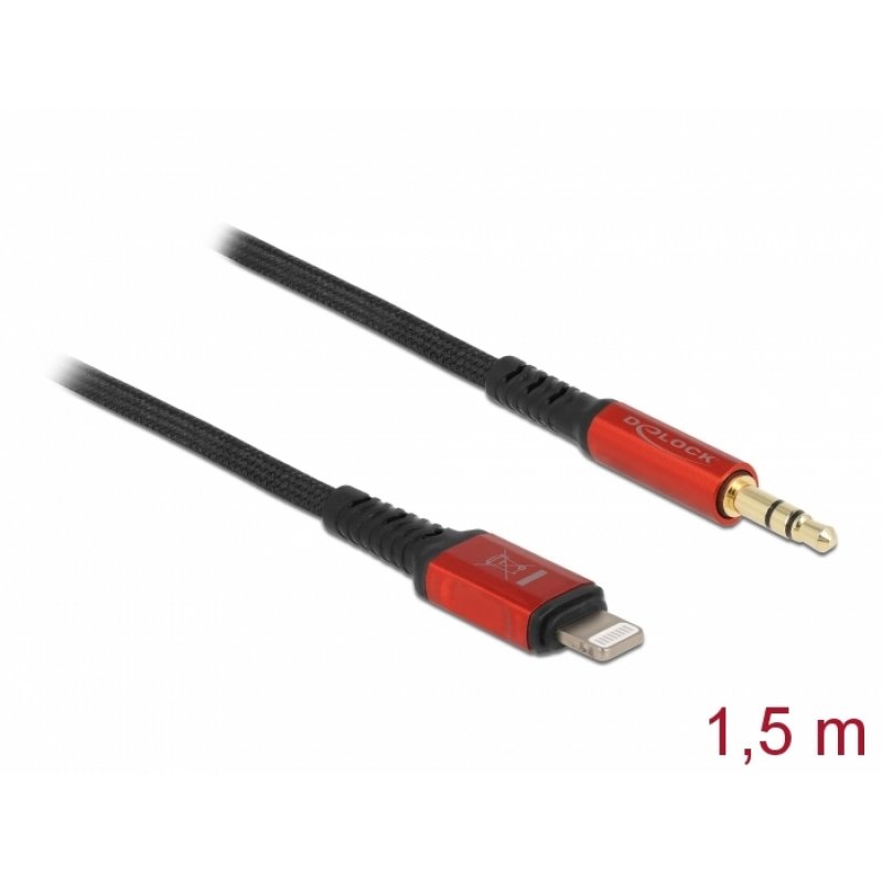 DeLOCK 86587 câble audio 1,5 m 3,5mm Lightning Noir