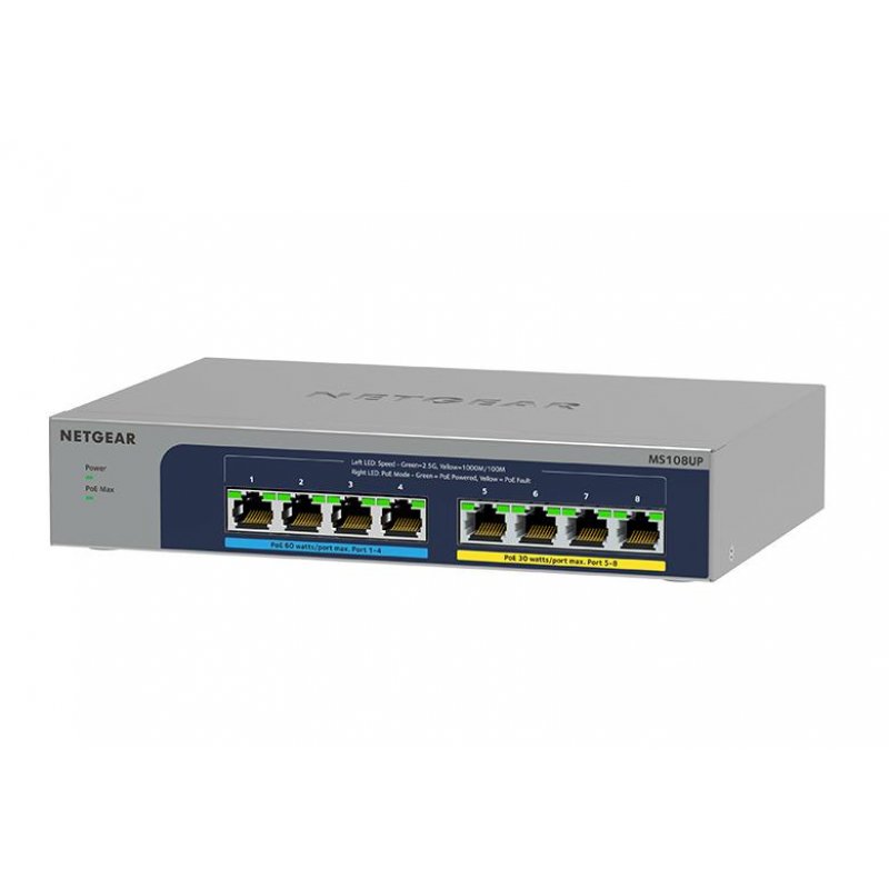 Netg MS108UP 8-Port Ultra 60 PoE | 8-Port Ultra60 Multi-Gig unmgd Switch