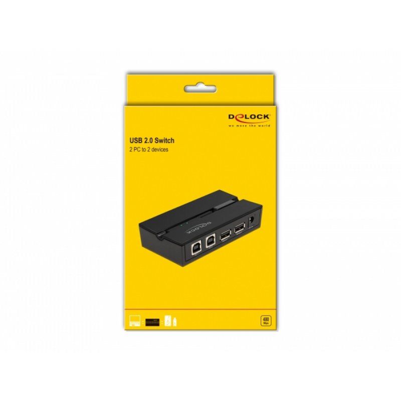 Delock USB 2.0 Switch f. 2 PC an 2Geräte | 11492