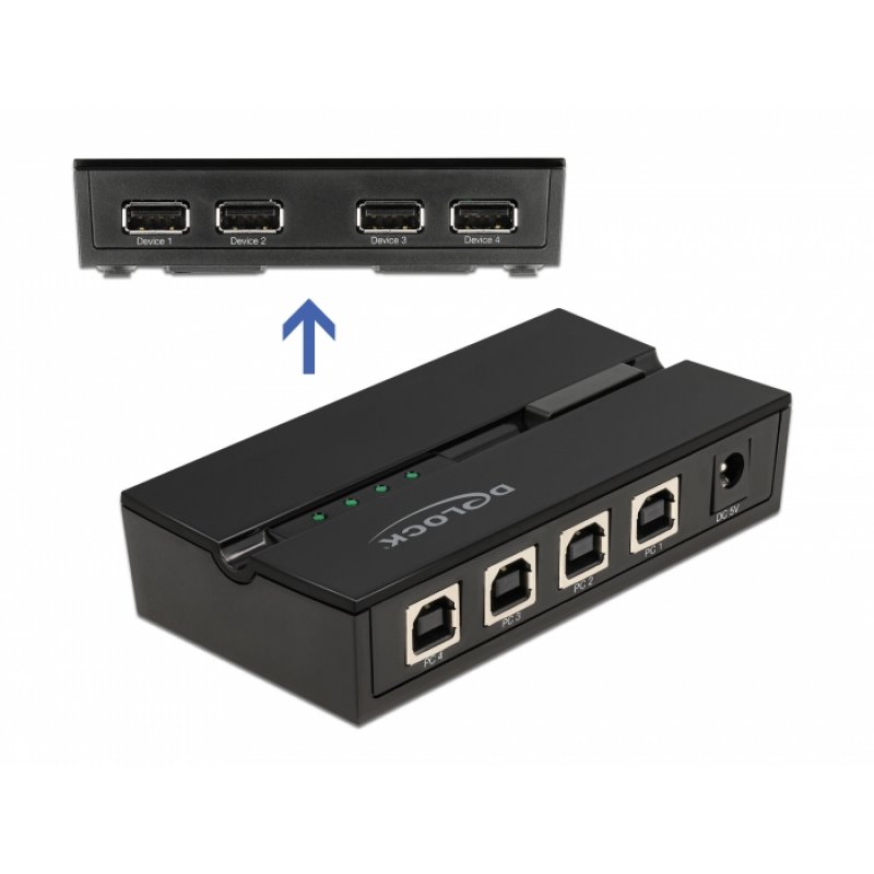 Delock USB 2.0 Switch f. 4 PC an 4Geräte | 11494