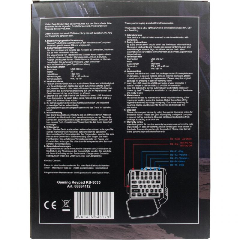 Inter-Tech KB-3035 clavier USB QWERTY Noir