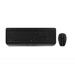 CHERRY Desktop GENTIX [EU/US] WL black US-Englisch mit EURO Symbol clavier Souris incluse RF sans fil Noir