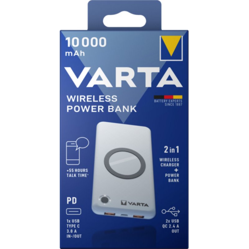 Varta 57913 Lithium Polymer (LiPo) 10000 mAh Wireless charging White