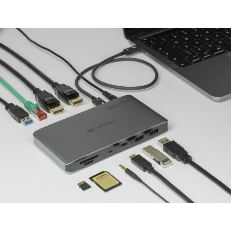 DeLOCK 87777 station d'accueil Avec fil Thunderbolt 3 Gris