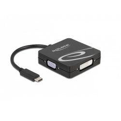 DeLOCK 63129 câble vidéo et adaptateur 0,1 m USB Type-C DVI + VGA + DisplayPort + HDMI Noir