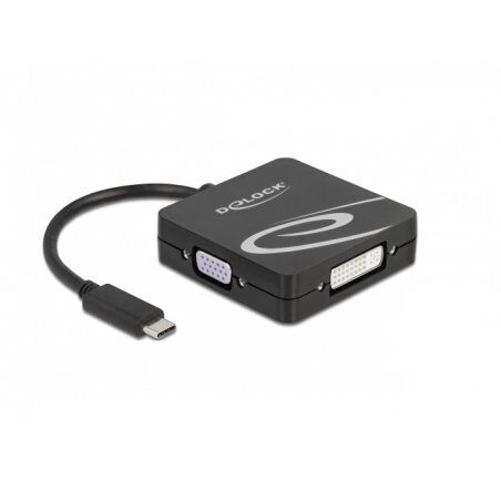 DeLOCK 63129 video cable adapter 0.1 m USB Type-C DVI + VGA + DisplayPort + HDMI Black