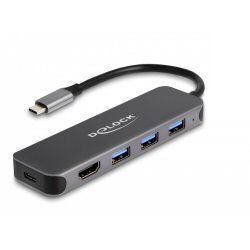 DeLOCK 3P USB Hub+4K HDMI+USB-C+PD 85W | 64171