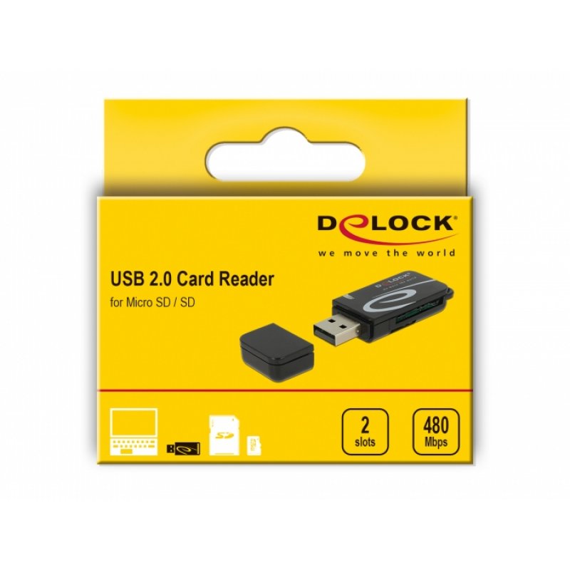 DeLOCK 91602 lecteur de carte mémoire USB 2.0 Noir