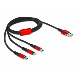 DeLOCK 86709 câble USB 1 m USB 2.0 USB A USB C/Lightning Noir, Rouge