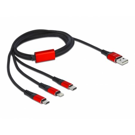 DeLOCK 86709 USB cable 1 m USB 2.0 USB A USB C/Lightning Black, Red