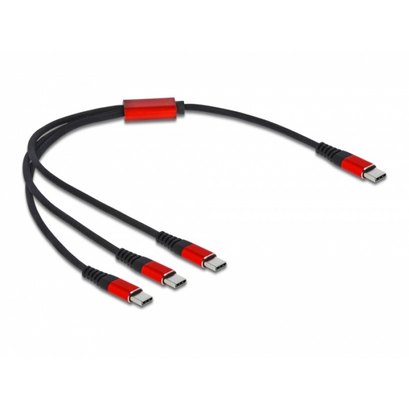DeLOCK 86712 USB cable 0.3 m USB 2.0 USB C 3x USB C Black, Red