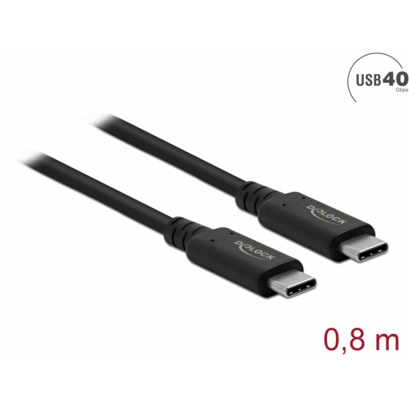 DeLOCK 86979 câble USB 0,8 m USB4 Gen 3x2 USB C Noir