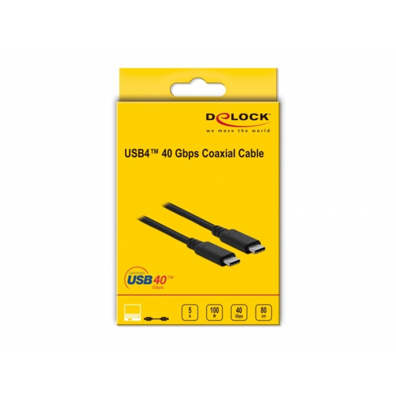 DeLOCK 86979 câble USB 0,8 m USB4 Gen 3x2 USB C Noir
