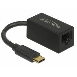 DeLOCK Adapter SuperSpeed USB (USB 3.2 Gen 1) with USB Type-C™ male  Gigabit LAN 10/100/1000 Mbps compact black