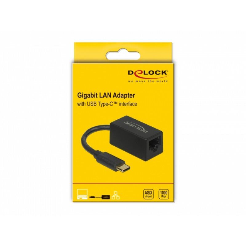 DeLOCK Adaptateur SuperSpeed USB (USB 3.2 Gen 1) avec USB Type-C™ mâle  Gigabit LAN 10/100/1000 Mbps compact noir