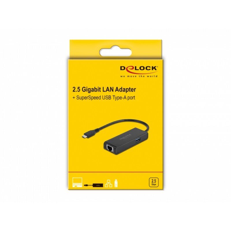 DeLOCK USB Type-C™ Adapter to 2.5 Gigabit LAN with USB Type-A female