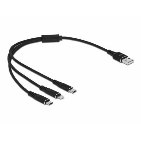 DeLOCK 87152 USB cable 0.3 m USB 2.0 USB A USB C/Micro-USB B/Lightning Black