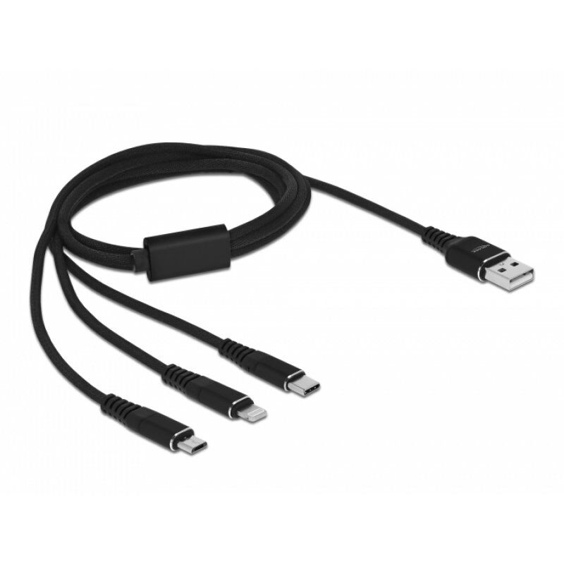 DeLOCK USB 3in1 Lightn. mUSB /USB-C 1m | 87155  bk