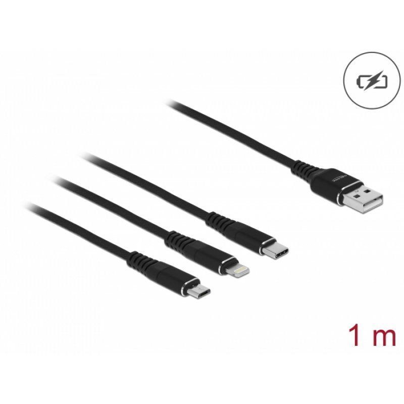 DeLOCK USB 3in1 Lightn. mUSB /USB-C 1m | 87155  bk