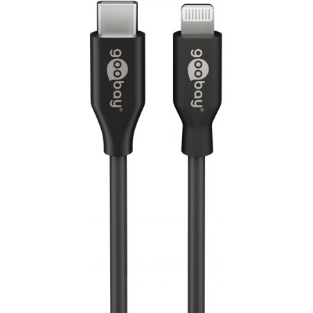 Goobay Lightning to USB-C, Charging and Sync cable, Apple fast charging up to 87 W, USB-C 480 Mbit/s, 2 m, black