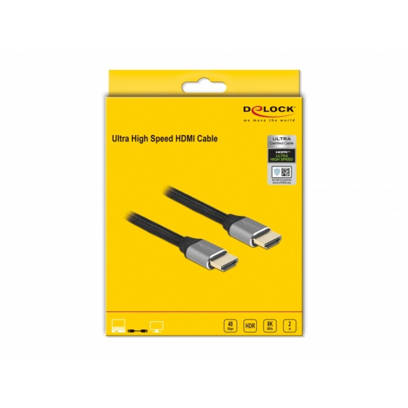 DeLOCK 83996 câble HDMI 2 m HDMI Type A (Standard) Noir, Gris