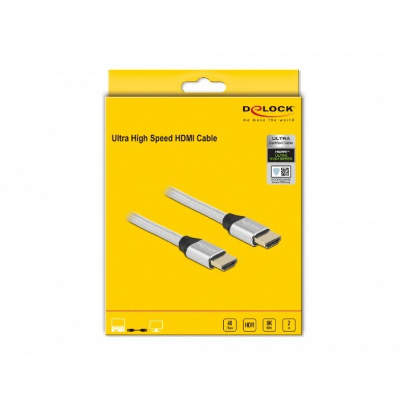 DeLOCK 85367 câble HDMI 2 m HDMI Type A (Standard) Argent