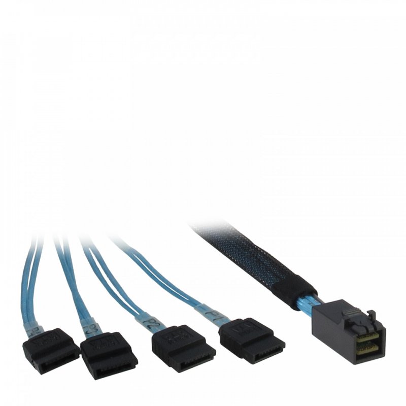 Inter-Tech 0.5m SFF 8643/4x SATA Black, Blue