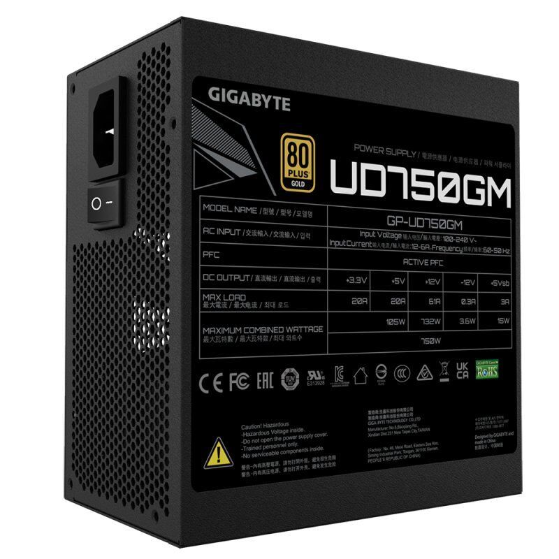 Gigabyte GP-UD750GM unité d'alimentation d'énergie 750 W 20+4 pin ATX ATX Noir