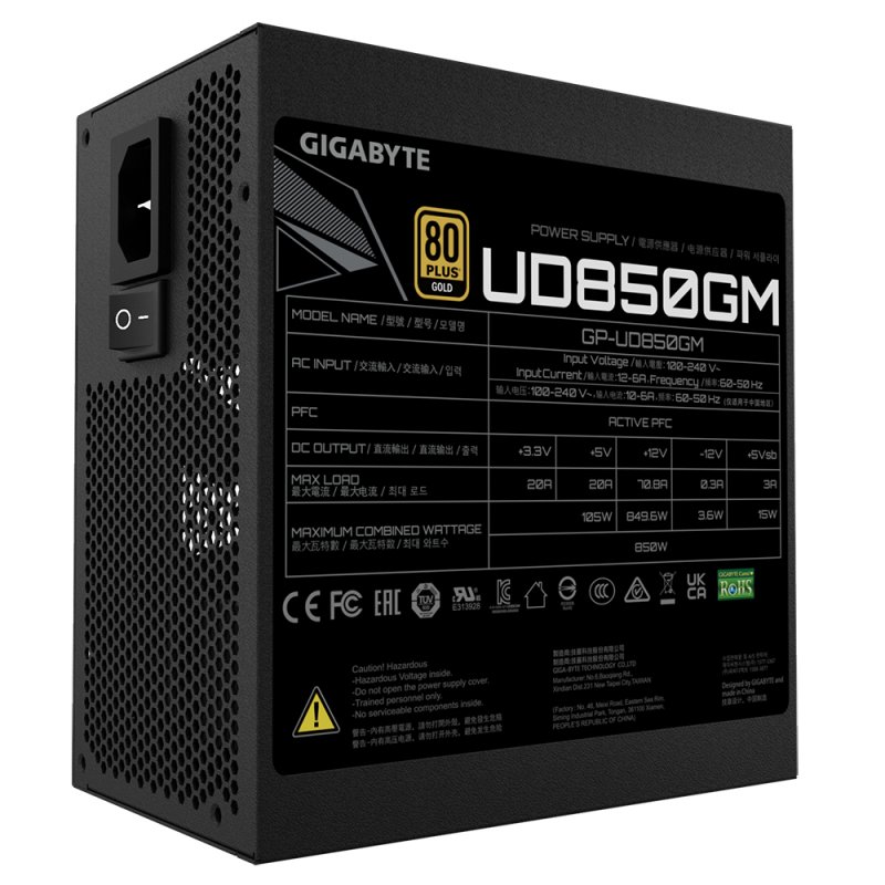 Gigabyte UD850GM unité d'alimentation d'énergie 850 W 20+4 pin ATX ATX Noir