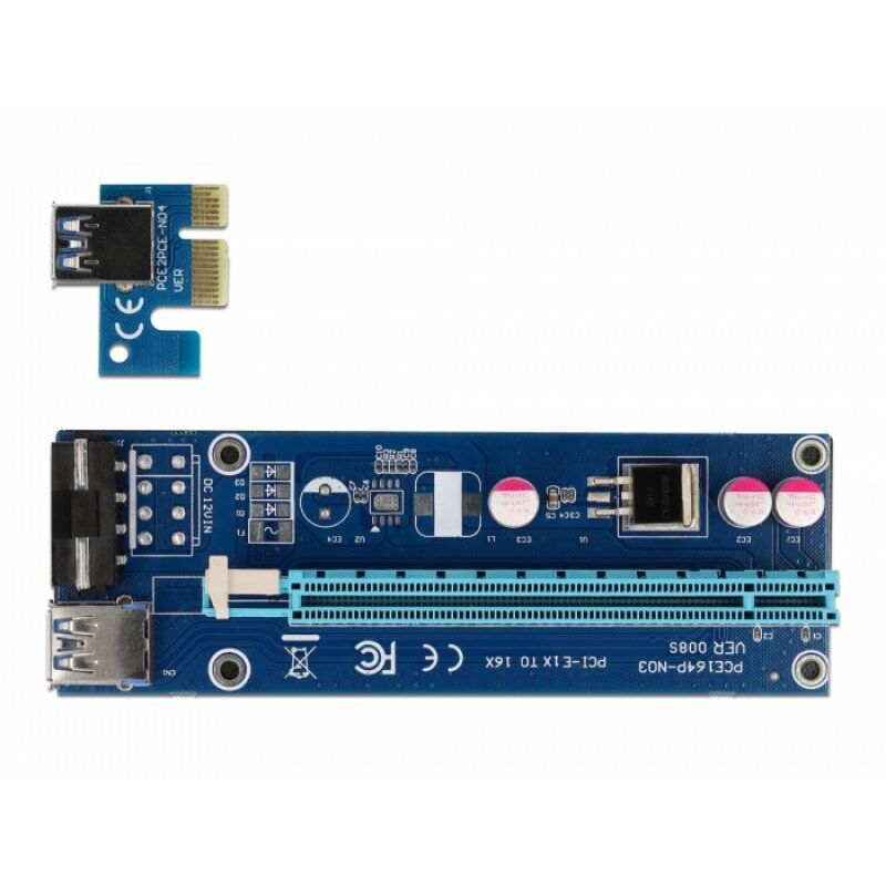 DeLOCK Riser C. PCIe x1x16+16cm USB | 41430