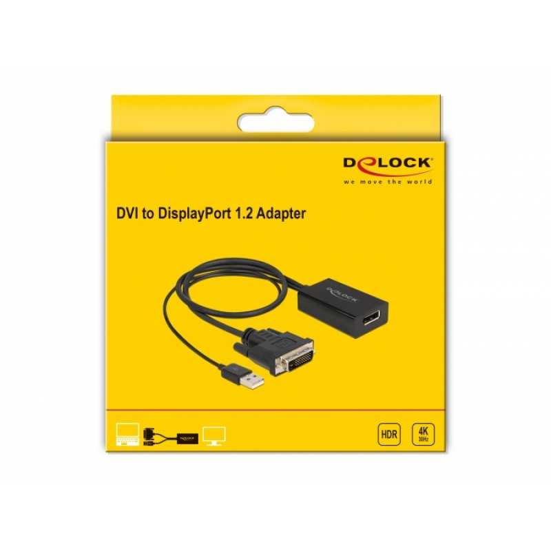 DeLOCK DVI St DP 1.2 Bu 4K+HDR bk 50cm | 63189
