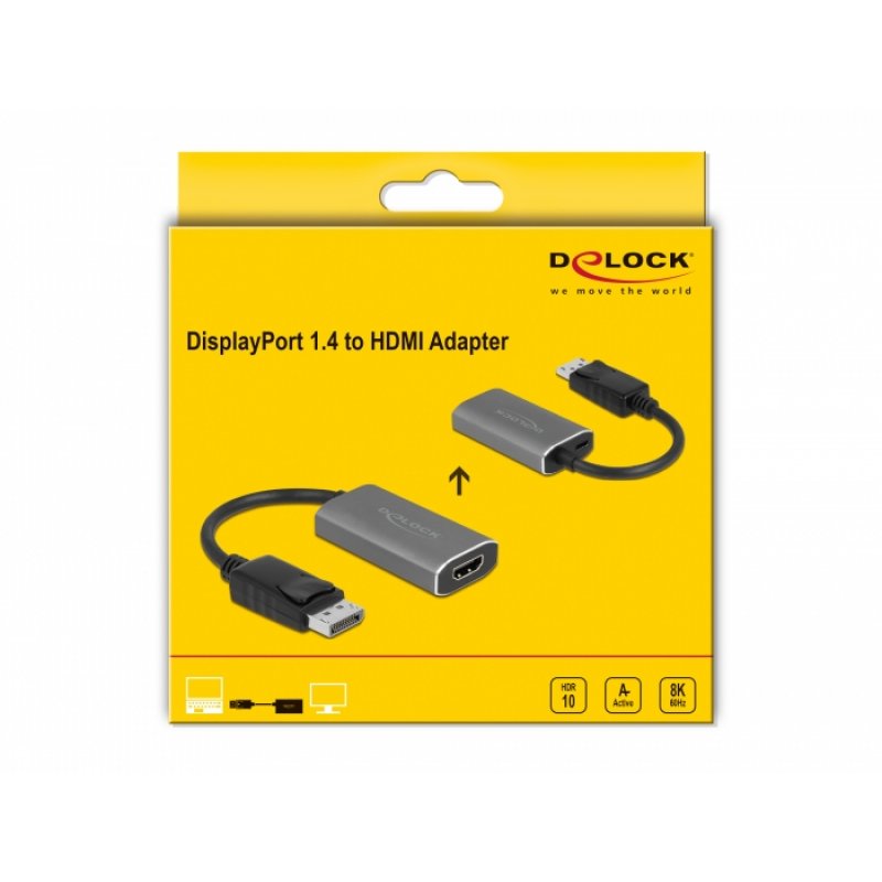 DeLOCK 63118 video cable adapter 0.2 m DisplayPort HDMI Type A (Standard) Grey