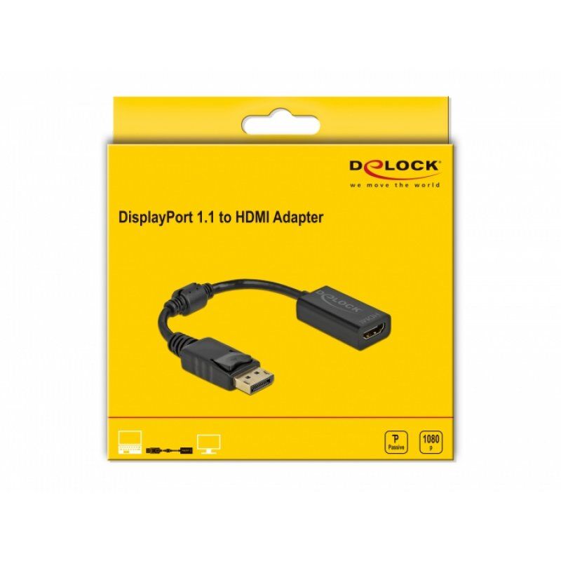 DeLOCK 61011 video cable adapter 0.15 m DisplayPort HDMI Black
