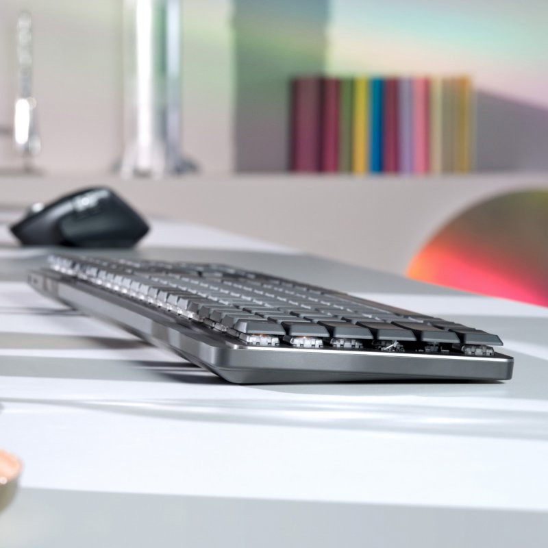 Logitech MX Mechanical clavier RF sans fil + Bluetooth QWERTZ Suisse Graphite, Gris