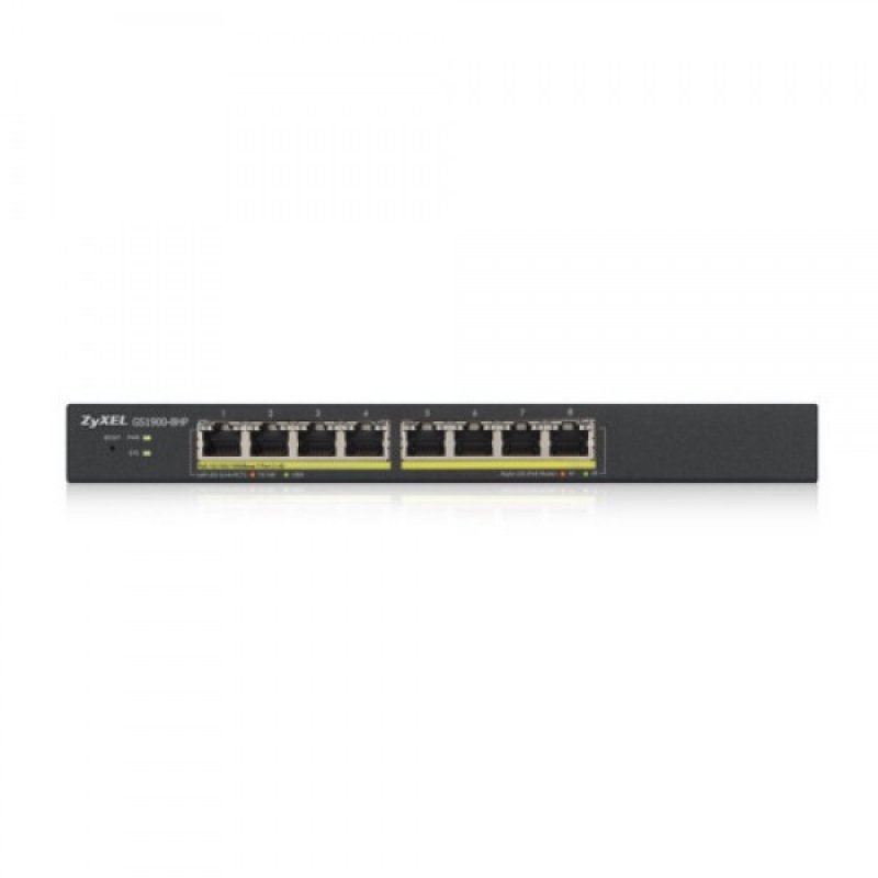 SWITCH GS1900 8HP PoE+PoE 70W FANLESS